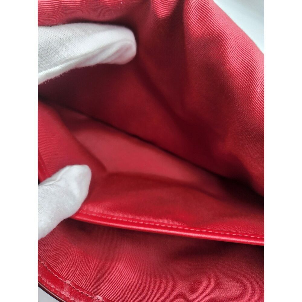 Coach Red Patchwork Turnlock Crossbody Bag Leather w/ Webbed Strap Y2K - Picture 15 of 16